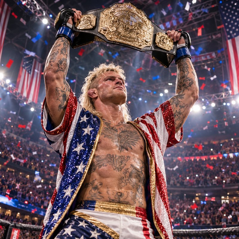 Kodiak Kane holding the championship belt over his head